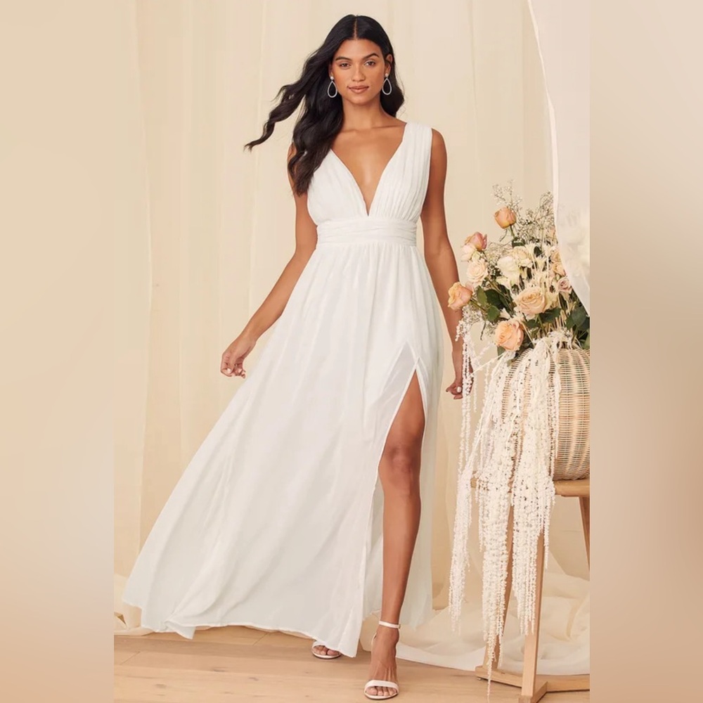 Lulus Heavenly Hues White Maxi Dress
